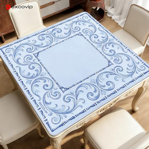 excovip Blue Mahjong Mat for Table, 31.5" x 31.5" Non-Slip Noise Reduction Mahjong Mat for Gifts, Mahjong, Poker, Board Games, Dominoe 1075 - color: 31.5x31.5inch-light Blue