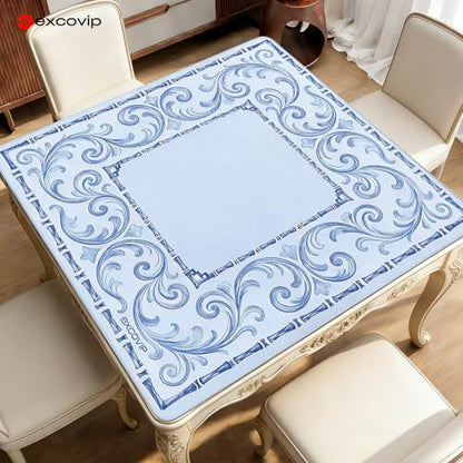 excovip Blue Mahjong Mat for Table, 31.5" x 31.5" Non-Slip Noise Reduction Mahjong Mat for Gifts, Mahjong, Poker, Board Games, Dominoe 1075 - color: 31.5x31.5inch-light Blue