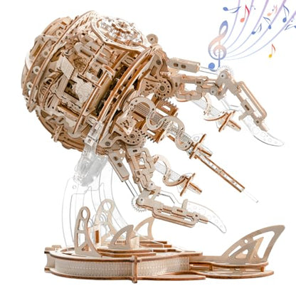 3D Wooden Puzzles for Adults, 3D Puzzle Model Aurora Jellyfish Toys Building Kits, DIY Wood Crafts Cool Toy Hobbies for Men Women, Creative Assembly Gifts