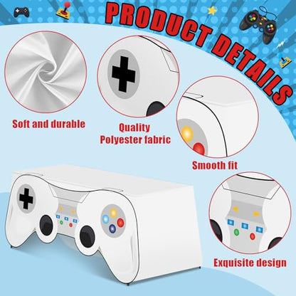 6 Ft Video Game Tablecloth Game Controller Shaped Table Cover Birthday Party Decoration Washable Polyester Fabric Gaming Table Covers Protector for Gamer Player Birthday Party Decor Supplies