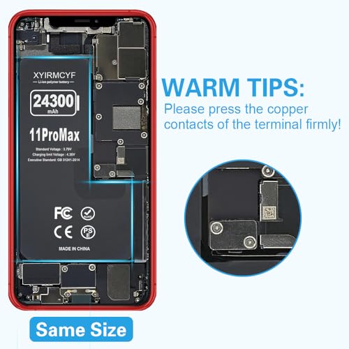 XYIRMCYF 24300mAh Super Capacity Battery Compatible with iPhone 11 Pro Max, 0 Cycle Li-Polymer Replacement Battery for iPhone 11 Pro Max, with Professional Repair Tool Kit - color: 11ProMax-24300