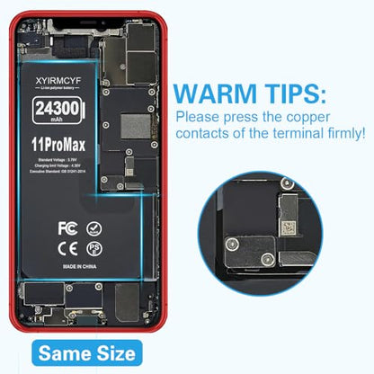 XYIRMCYF 24300mAh Super Capacity Battery Compatible with iPhone 11 Pro Max, 0 Cycle Li-Polymer Replacement Battery for iPhone 11 Pro Max, with Professional Repair Tool Kit - color: 11ProMax-24300