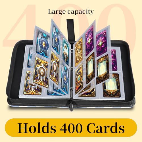 AXUASSILD 4 Pocket Card Binder, Premium Trading Card Holder Fits 400 Cards With 50 Removable Sleeves, Cute Portable Collection Card Ablum Holder Cute Blue Plaid - color: Cute Blue Plaid
