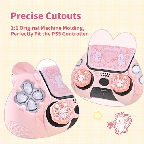 GeekShare PS5 Controller Skin Set,Soft Silicone Protective Cover Case for PS5 Wireless Controller with 2 Thumb Grip Caps and 1 Sticker - Gothic Bunny - color: Gothic Bunny