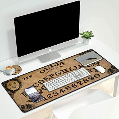Desk Pad Mat Gaming Mouse Pads with Coasters Set, Stitched Edges Design Mouse Pad XXL Large Mouse Pad for Laptop Computers Retro Ouija Board Desk Writing Mat for Office & Home 31.5x 11.8 - color: Retro Ouija Board