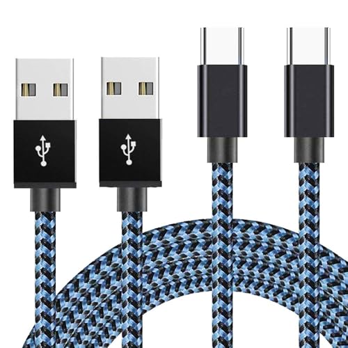 2Pack 10FT iPhone 17 16 15 Charger Cable USB A to C Charging Cord for PlayStation 5 Controller Switch Nintendo Kindle Fire HD 10 11 12th, Galaxy S25 S24 S23 S22 S20 S10 S9 - color: BLUE BLACK, size: 2 pack 10ft
