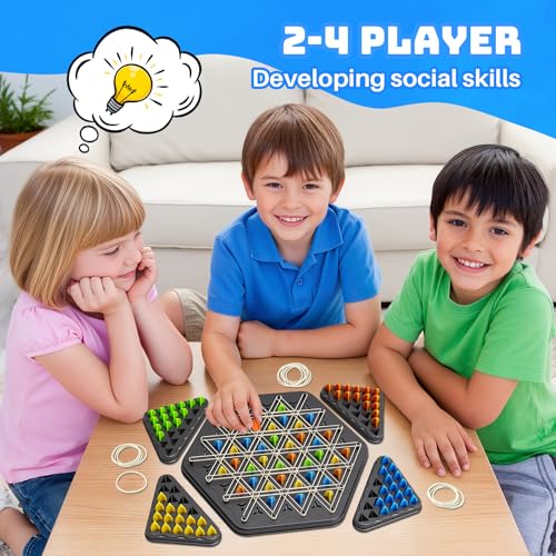 Triangle Chain Strategy Board Game: Portable Chain Triangle Chess Game for Family Game Night, Travel & Party Fun, 2-4 Players Christmas Toy for Kids & Adults