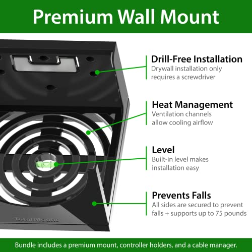 TotalMount for Xbox Series X – Pro Bundle (Mount and 3 Controller Holders) | Designed in USA – Wall Mount Secures Each Side to Prevent Falls – Damper Minimizes Fan Rattling During Gaming - size: Large Bundle: Wall Mount and 3 Controller Holders