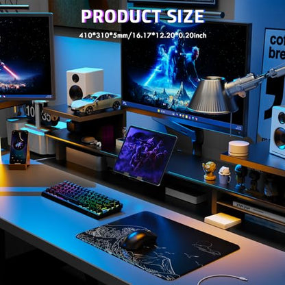 ATTACK SHARK CM05SE Glass Gaming Mouse Pad for FPS & Esports, Nano-Etched Tempered Glass Surface,Ultra-Smooth Low Friction Hard Mousepad,Waterproof Large Desk Mouse Mat for PC Setup,White Wave - color: White Wave
