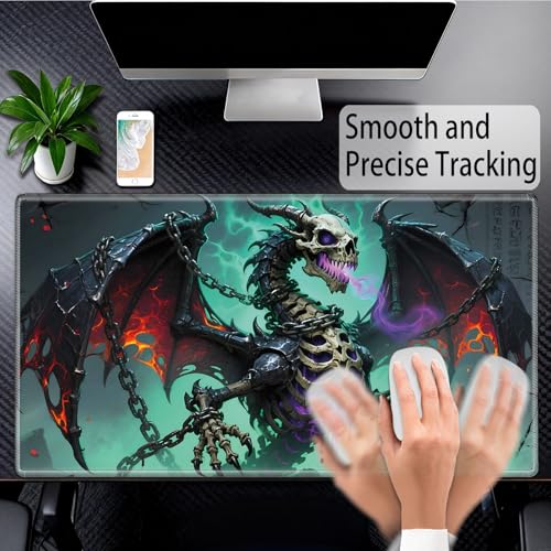 for MTG Playmat, for TCG Play Mat, 24 x 14 inches,Magic Game Card Commander Playmat,Trading Card Inked Game Mat Battle Game Rubber Non-Slip - Bone Dragon - color: Bone Dragon