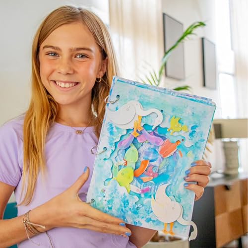 EyeConnect Crafts Pond 3D Tunnel Book – Hands-on Stationery Craft Kit | Build, paint, create a unique pop-in book with 12 posable animals! Screen-free STEAM activity, gift. No tools/glue needed, 8+ - color: Pond, size: Delux