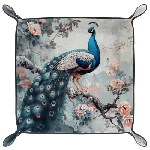 Peacock Flower Dice Tray Dice Rolling Tray Folding Dice Holder for Dice Games, Like RPG, DND and Other Table Games - color: Multi 14