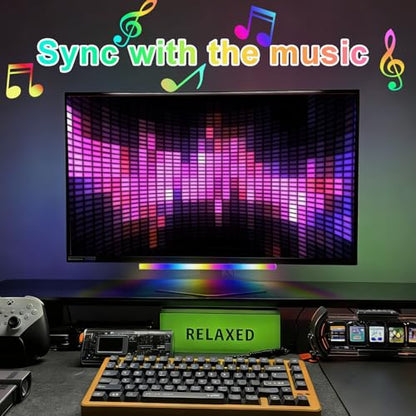 12" Under Monitor RGB Light Bar,16 Million Hues,USB-Powered, 3-Control (Button/Remote/App),LED Ambient Light for Gaming Room, Display Case & Desk Aesthetic Lighting（Red）