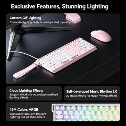 MCHOSE ACE 68 V2 Magnetic Switch Keyboard,65% Hall Effect Rapid Trigger Wired Gaming Keyboard with 0.001mm Adjustable Actuation 8K Hz Polling Rate RGB Backlit Side Printed Keycaps for Esports (Black) - color: ACE68 V2-Black