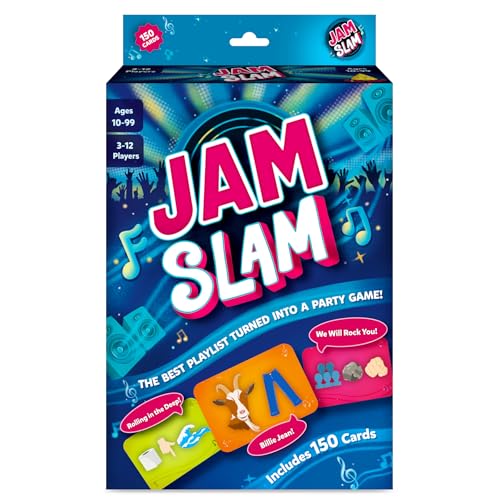 Gouda Games Jam Slam Music Card Game - Fast-Paced Song Guessing Party Game for Family Game Night, Fun for Adults, Teens & Kids, Gift for Music & Board Game Lovers, 3-12 Players