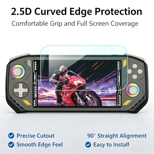 TEHAOUU Handheld Game Tempered Glass Protector, Compatible with AISLPC RG52 Pro Max Retro Game Console, Clear Display Cover for Portable Game Play (2)