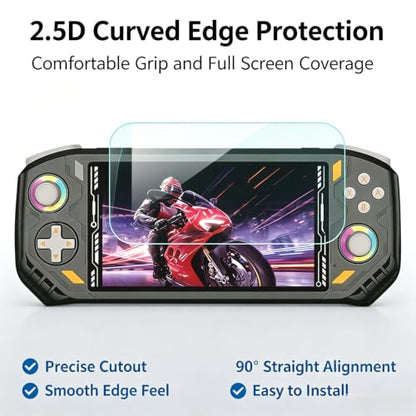 TEHAOUU Handheld Game Tempered Glass Protector, Compatible with AISLPC RG52 Pro Max Retro Game Console, Clear Display Cover for Portable Game Play (2)