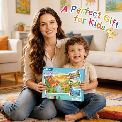 Puzzles for Kids Ages 4-6, 4-Pack 24-Piece Wooden Kids Puzzles | Dinosaur Adventure Themes | Educational Puzzles for Kids Ages 3-5, Age-Appropriate Learning Toys, Ages 3+ - color: Dinosaur