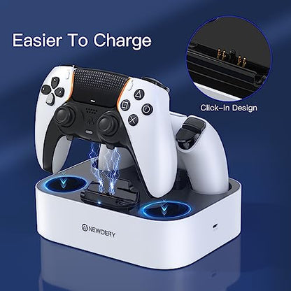 NEWDERY PS5 DualSense Edge Controller Charging Station, Fast Charging Dock Stand for DualSense Edge Controller (ZHX-PSD01) - color: Off-White