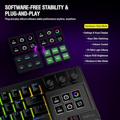 K1 Pro Macro Keyboard, Wired Only Full-Key Programmable On-Board Keypad, Custom Gaming Streaming Mechanical Keyboards with Screen & Knob, Gasket, RGB Backlit, Hot Swappable Shortcut Pad - color: Black