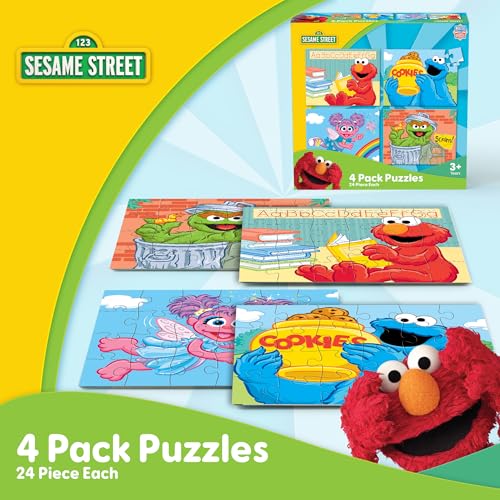MasterPieces Puzzle Set - 4-Pack 24 Piece Jigsaw Puzzle for Kids - Sesame Street 4-Pack - 8"x10" - style: Sesame Street
