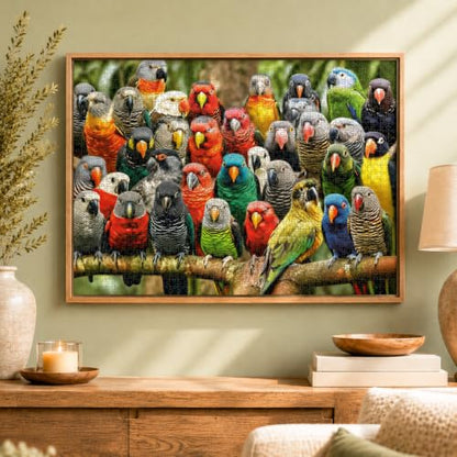 Cross & Glory | Jigsaw Puzzles for Adults | Kaleidoscope of Feathers | Unique Bird Artwork | 2mm Thick Pieces | Bonus Reference Poster | Satin Finish | Ages 14+ - color: Kaleidoscope of Feather