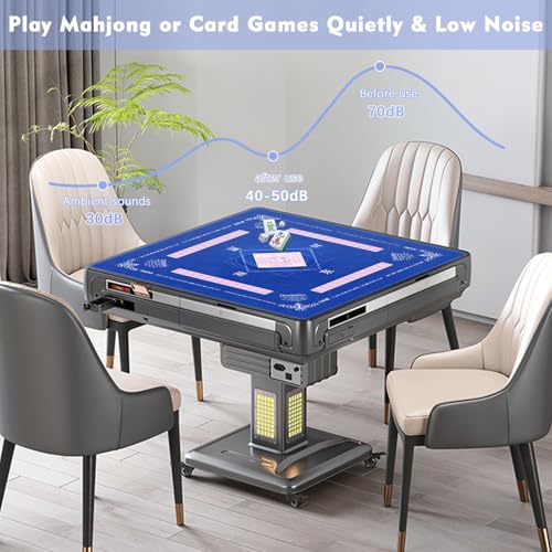 Chinoiserie Mahjong Mat with Rules for Table-31.5''x31.5'' Floral American Mahjong Mat Anti-Slip Neoprene Rubber Noise Reducing,Foldable Travel Game Tablecloth for Poker Card Board Games Dominoes - color: Blue Flower