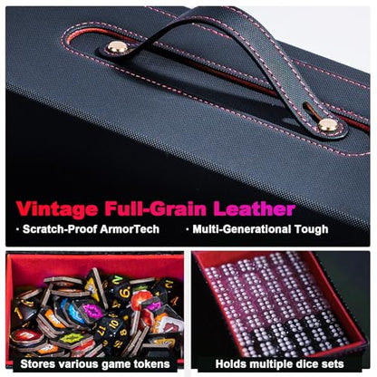Commander Deck Box for MTG, 6-Deck Modular Card Case with Dice Tray Holds 600+ Double-sleeved Cards, Removable Trading Cards Storage Box with 35PT Magnetic Card Holders for TCG, Black Red - color: Black/Red