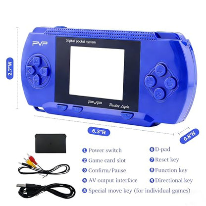 Blue Handheld Game Console, 74 Built-in 8-Bit Games | Portable game player with 74 retro games, 2.4" Screen, USB rechargeable battery, fun gift for kids and families - color: Blue