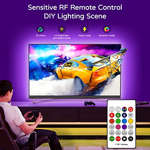 TV Backlight 55 inch, 11.5Ft Led Strip Lights USB Powered with Remote -Curve Design Sync on/Off with TV, Changing LED Background Bias Lighting for Living Room Decor, Gaming Decor - size: for 50-55inch
