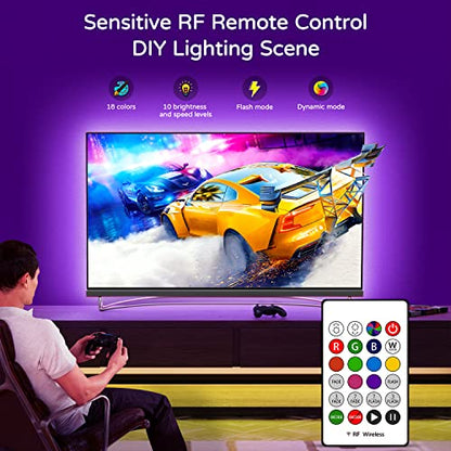 TV Backlight 55 inch, 11.5Ft Led Strip Lights USB Powered with Remote -Curve Design Sync on/Off with TV, Changing LED Background Bias Lighting for Living Room Decor, Gaming Decor - size: for 50-55inch
