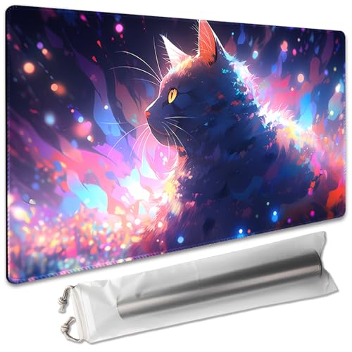 Board Game 14x24in MTG Playmat Compatible for OCG CCG RPG TCG Playmats (Colorful Cat 1) - color: Colorful Cat 1