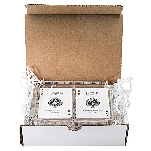 Modern Elegant Playing Card Deck Holder Tray with 2 Decks of Playing Cards in Unique Stylish Deluxe Acrylic Box with Color lid (Neon Pink) - color: Neon Pink
