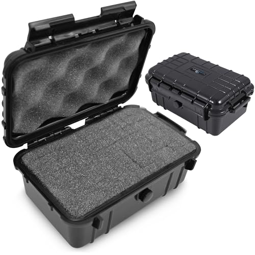 CASEMATIX 8" Waterproof Small Hard Case with Customizable Foam for Portable Electronics, Tools and Accessories - Hard Shell Small Plastic Case with Pre-Diced Travel Case Foam Interior - size: 8"