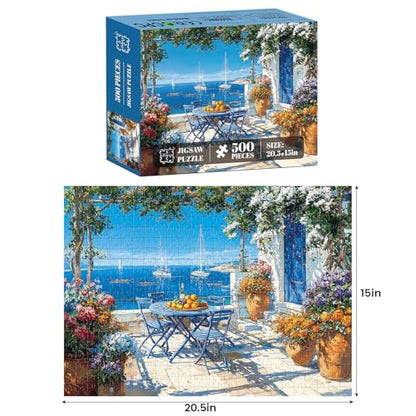 500 Piece Puzzles for Adults,Jigsaw Puzzles 500 Pieces Beach Puzzles | Beautiful Yard Puzzle Flower Puzzle Games for Adults Senior Recycled Cardboard Family Activity Game Nights Gift Toy - style: Beach Yard