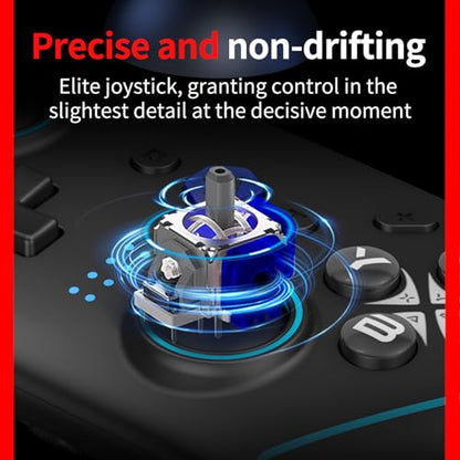 NBCP X6 Wireless Bluetooth Pro Controller Compatible with Nintendo Switch/Switch OLED/Switch Lite/Switch 2, PC, Android, iOS - 6-Axis Gyro, Dual 4-Level Vibration, Anti-Drift Joysticks, Turbo,2 Programmable Buttons,Wake-Up,Screenshot - color: Black-1 pack