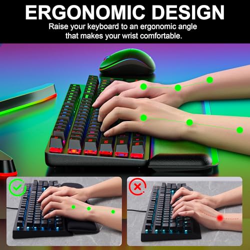 Computer Keyboard Wrist Rest Pad, Ergonomic Soft Memory Foam Wrist Support w/Anti-Slip Rubber Base, Black (Protein leather, 17.48 in*3.54 in*1.1 in) - size: 17.48 in*3.54 in*1.1 in, style: Protein leather