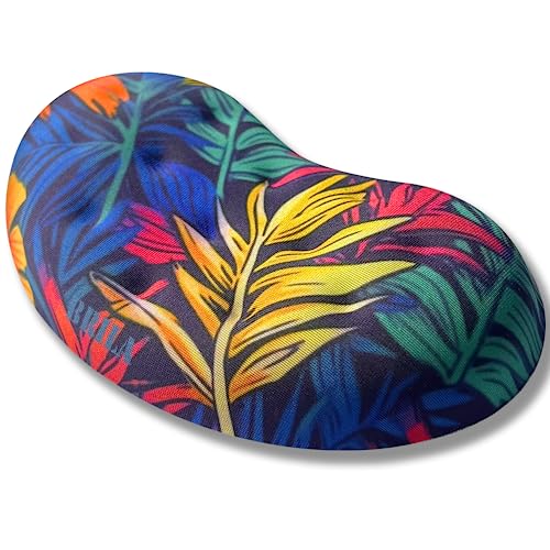 BRILA Ergonomic Memory Foam Mouse Wrist Rest Support Pad Cushion for Computer, Laptop, Office Work, PC Gaming - Massage Holes Design - Wrist Pain Relieve (Vibrant Plants) - color: Vibrant Plants Mouse Wrist Rest