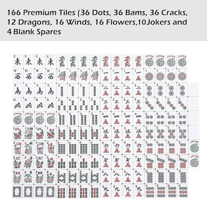 ZGME American Mahjong Set,166 White Tiles with Blue Rectangular Bag and Accessories,4 All-in-One Mahjong Racks with Pushers,Complete Western Mahjong Set - color: Blue