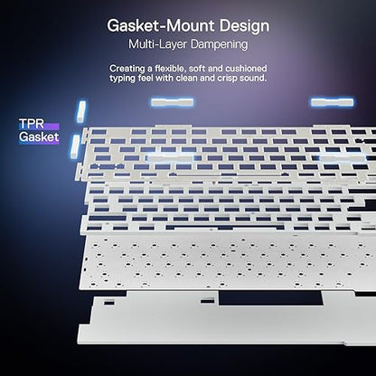 Redragon K673 PRO Wireless 81-Key RGB Gasket Gaming Keyboard, Scroll Knob | Multi-Function Control Wheel, 0-Delay Tri-Mode, Cushioned 5-Layer Noise Dampening for Creamy Thocky Sound, Compact 80% Size - color: Abyssal Blue, size: 81 Keys + No LCD Screen