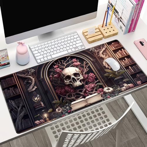 CYZFF Gothic Large Mouse Pad XXL Desk Pad Gaming Mousepad Extended Keyboard Mat 31.5 x 15.7 in Black Fabric with Lycra Surface and Rubber Base - color: A Goth Black
