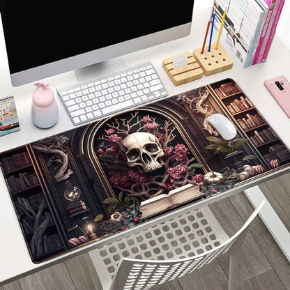 CYZFF Gothic Large Mouse Pad XXL Desk Pad Gaming Mousepad Extended Keyboard Mat 31.5 x 15.7 in Black Fabric with Lycra Surface and Rubber Base - color: A Goth Black