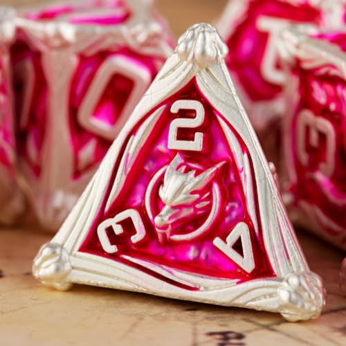 Surpass DND Metal dice Set MTG dice Set Role Playing Polyhedral Dice Dungeon DND Dragon dice - color: Pink