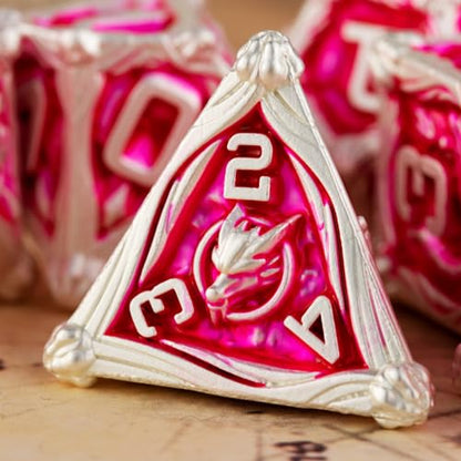 Surpass DND Metal dice Set MTG dice Set Role Playing Polyhedral Dice Dungeon DND Dragon dice - color: Pink