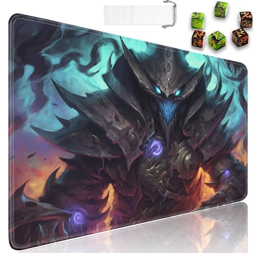 for MTG Playmat + Drawstring Travel Pouch + 6 Dice Counter, for Tabletop Trading Card Game Playmats or Large Mouse Pad, Anti-Slip Rubber 24 x 14 in, Ghost Mage for TCG Playmat - color: JV-Playmat-1-F-166