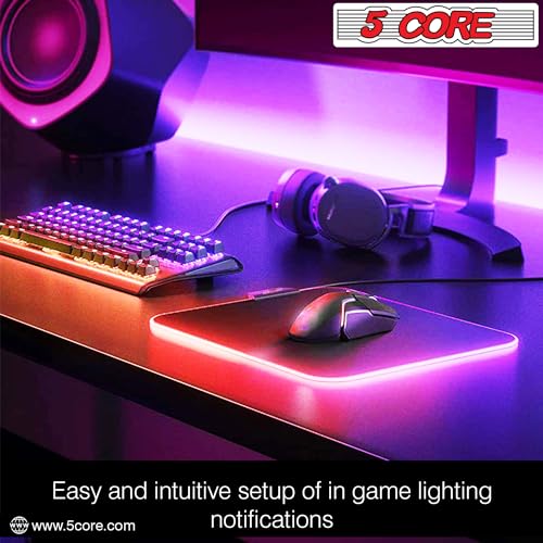 5 CORE RGB Gaming Mouse Pad Medium 11.8x9.8 Inch 12 LED Lighting Modes Desk Mouse Mat Non-Slip Rubber Base Waterproof Mousepad for Gaming MP 300 RGB