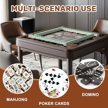 Mahjong Mat 31.5" x 31.5" Embroidery Chinese Dragons Flowers Peonies Seamless Classical Asian Non-Slip Noise Reduction Mahjong Tiles Table Cover for Dominoes Poker Card Board and Tile Games