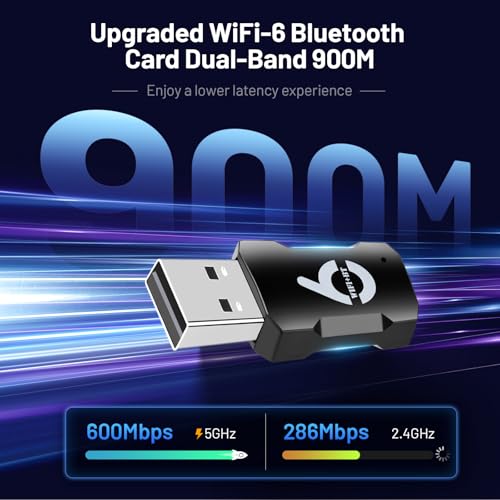 2-in-1 USB WiFi Bluetooth Adapter - WiFi Bluetooth USB, 900Mbps 2.4/5GHZ Dual-Band, WiFi and Bluetooth Adapter for PC/Laptop/Desktop, Wireless USB Adapter, Driver Free, Win 10/11