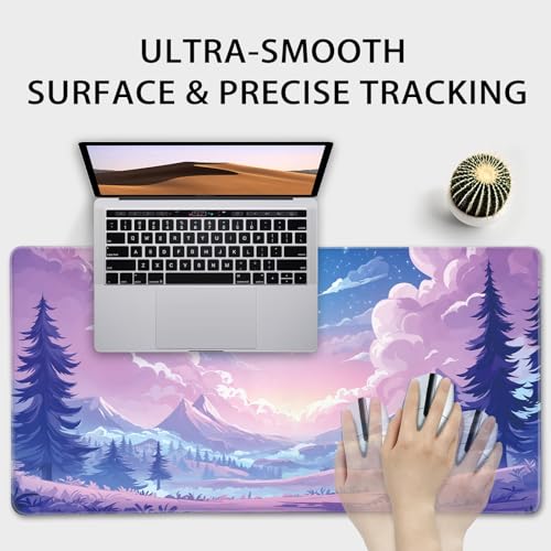 Mountain Moonlight Gaming Mouse Pad Desk Mat 31.5"x15.7" | Extended Mousepad, Non-Slip Rubber Base , Stitched Edges, for Computer/Laptop/Office/Home - color: Mountain Moonlight