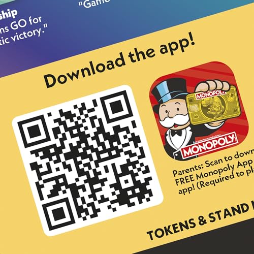 Monopoly App Banking Board Game | App-Enabled Game | Links to Smart Devices | Ages 8+ | 2 to 6 Players | 45 Mins. | Family Games for Kids